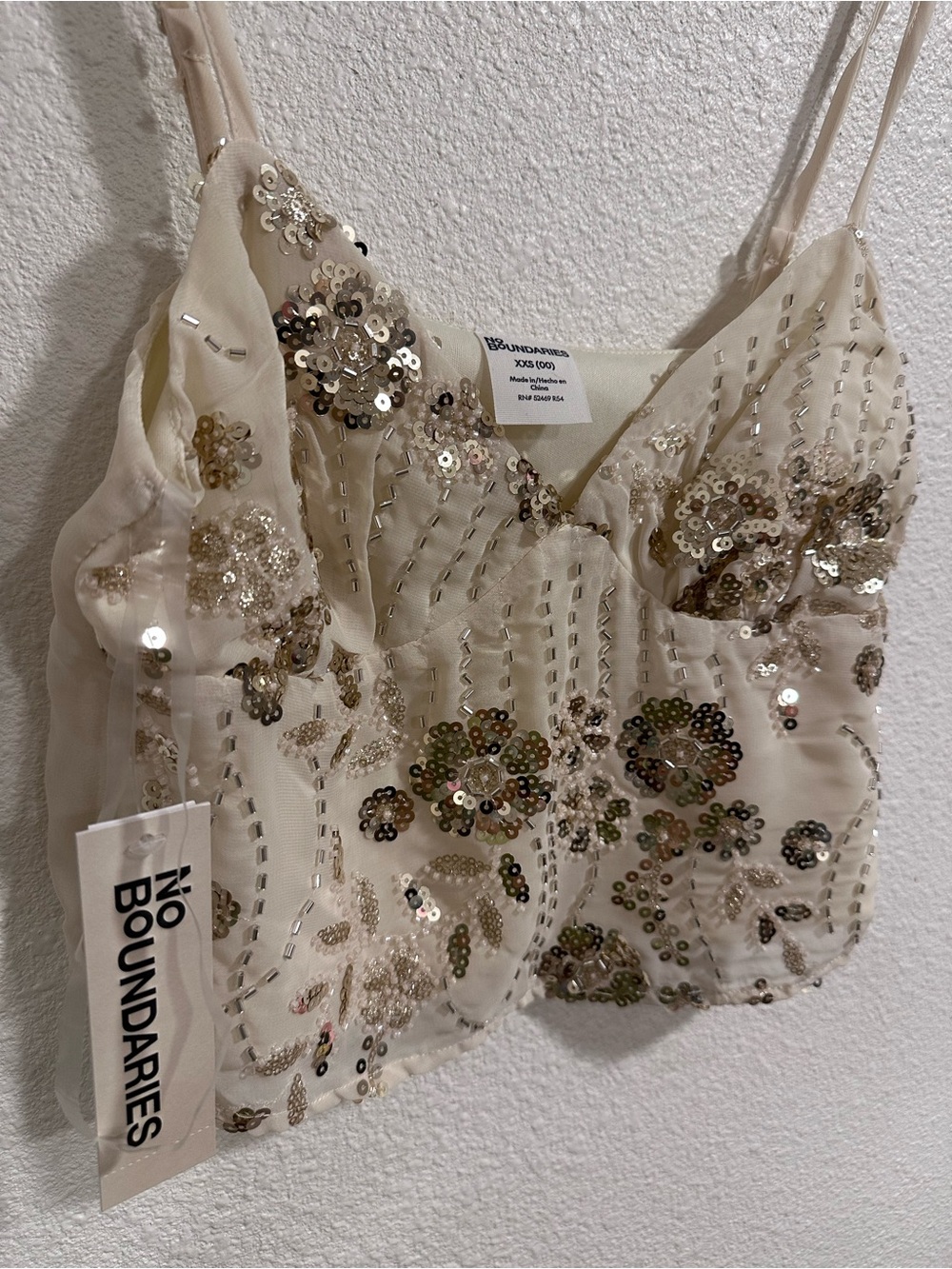 No Boundaries Cream Sequin Floral Cami - Picture 3 of 6